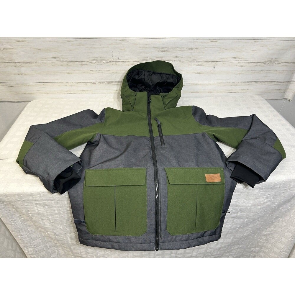 Jupa Green Gray Ski Sport Jacket Hooded Waterproof Insulated Size 16 XL Boy Teen